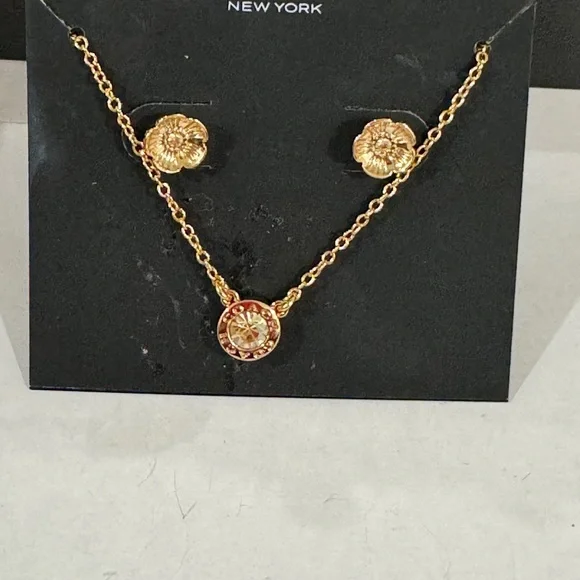 Coach Rose Gold Jewelry Set – Necklace & Earrings. BRAND NEW - Picture 2 of 5